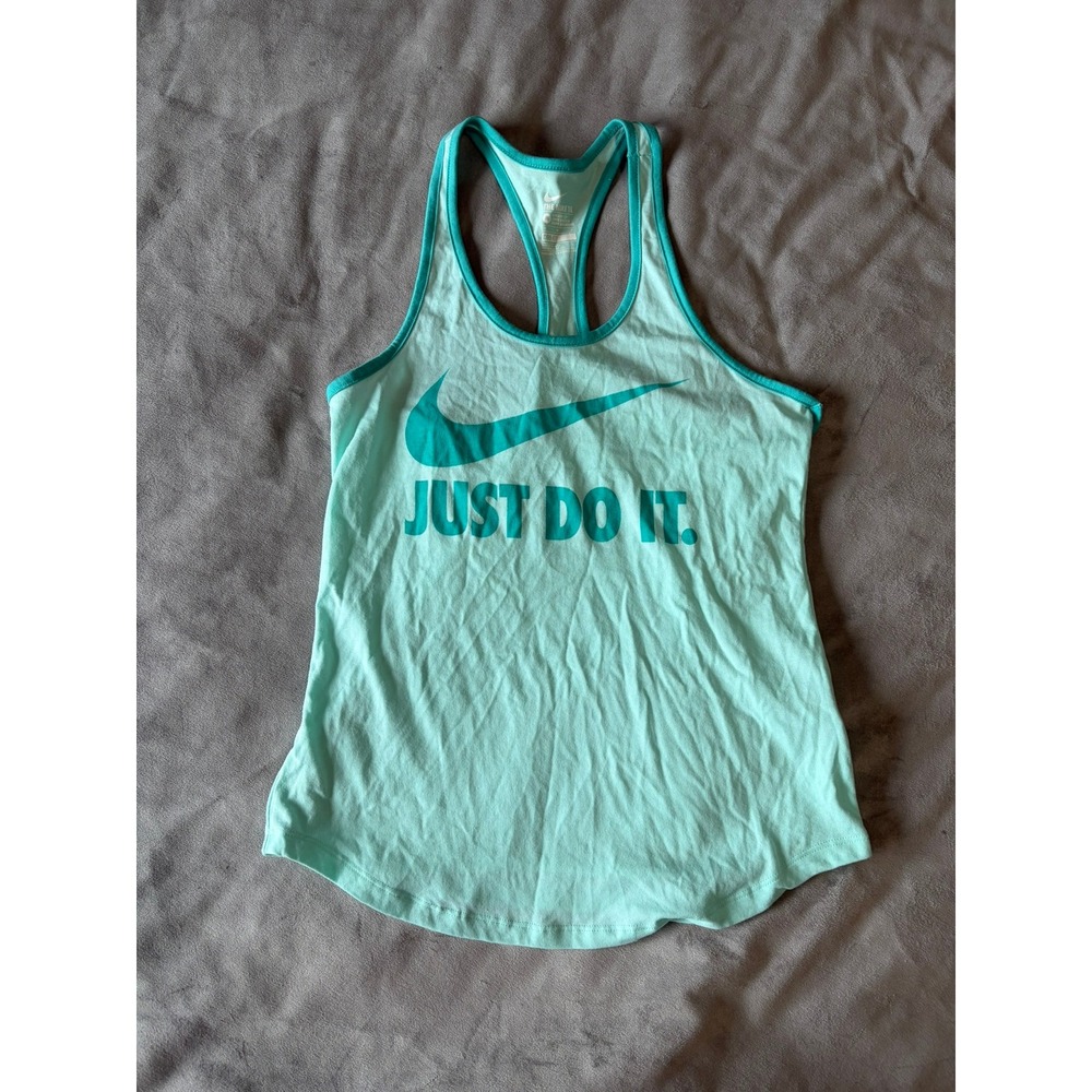 Nike Dri-FIT Just Do It Racerback Tank Top Mint Green Womens Medium Athletic Cut